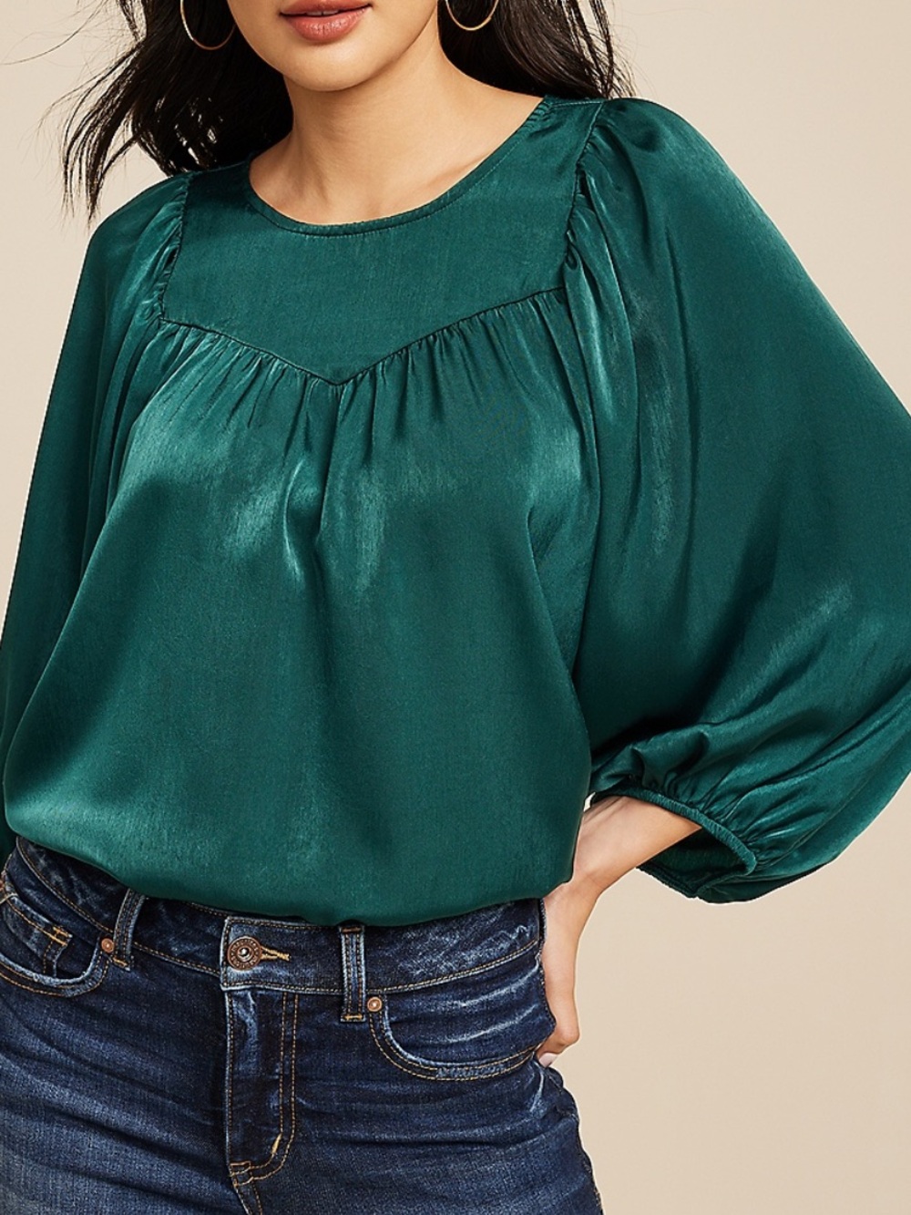 Maurices Satin Flounce Sleeve Blouse